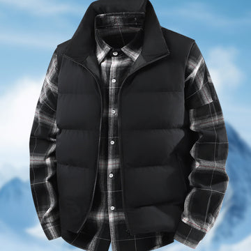 Men's Plus Size Loose Leisure Warm Stand Collar Vest Coat