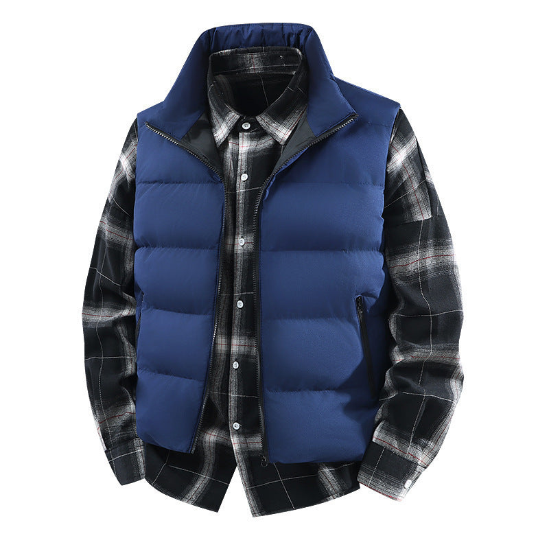 Men's Plus Size Loose Leisure Warm Stand Collar Vest Coat